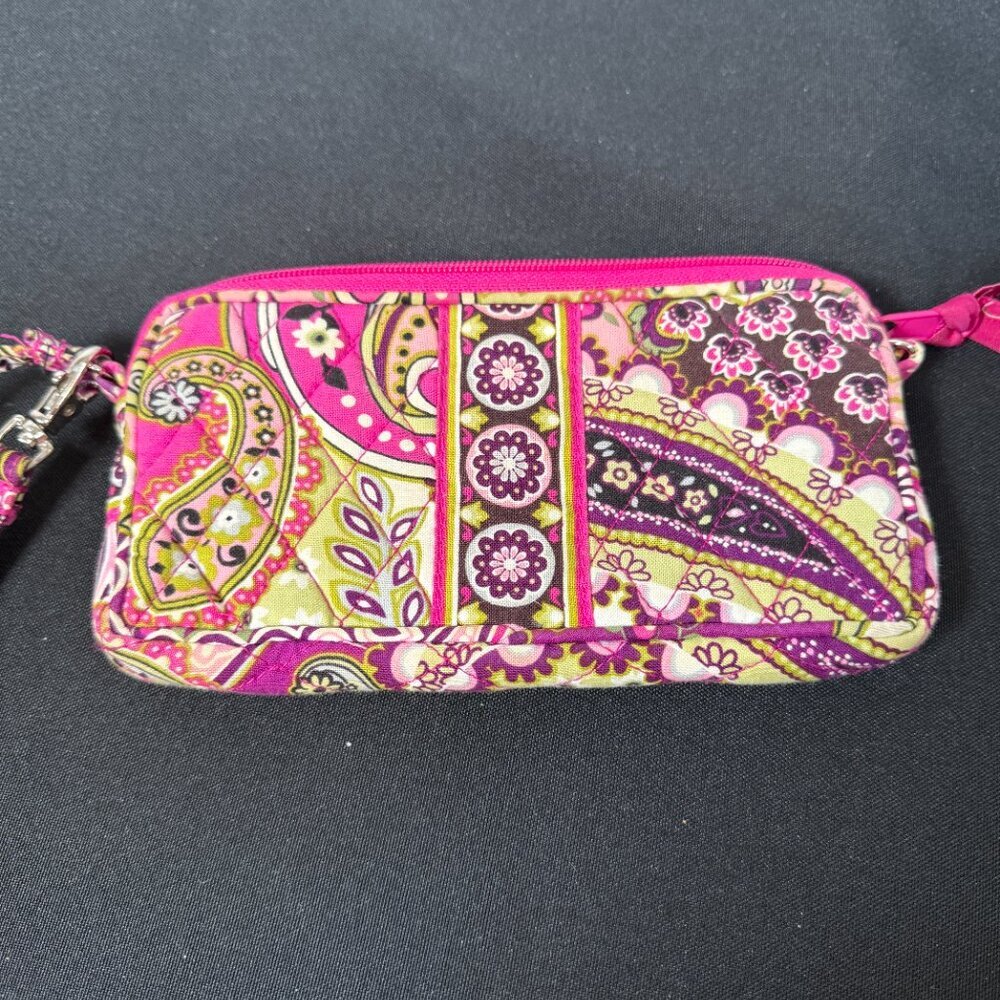 Vera Bradley Quilted Tote Bag Pink Purple Floral + Matching Wristlet Set - Picture 6 of 12